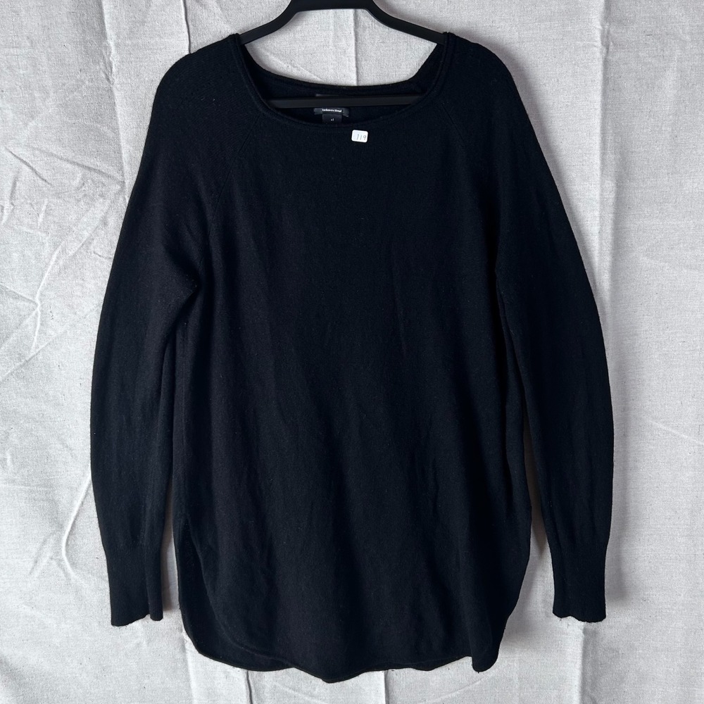 Halogen Womens Black Wool Cashmere Blend Pullover Sweater XL Crew‎ Neck